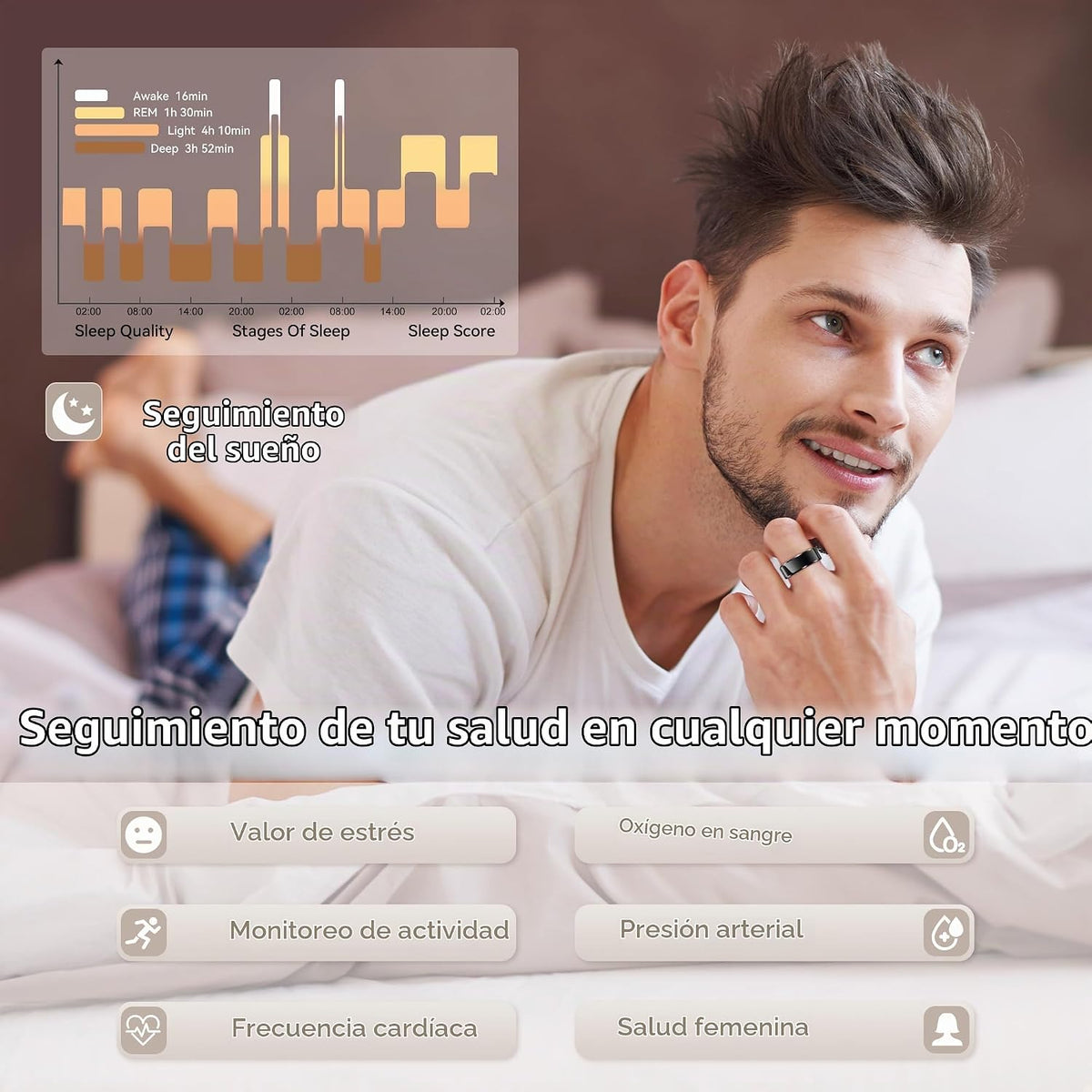 ANILLO INTELIGENTE PARA HOMBRE – SALUD Y ACTIVIDAD EN T